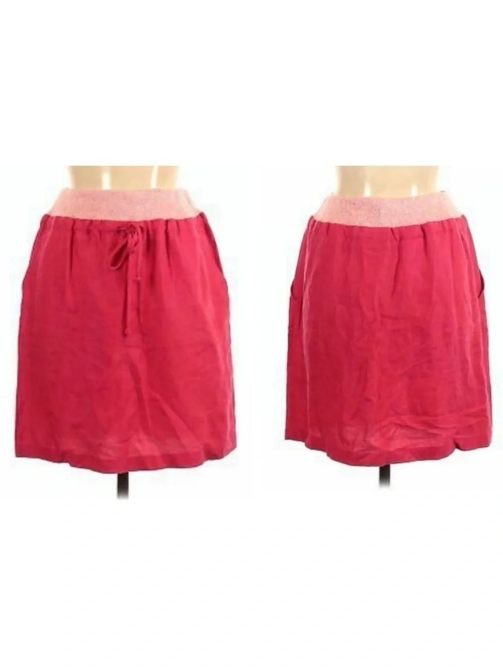 Anthropologie DAUGHTERS OF THE LIBERATION Pink Linen Skirt 12